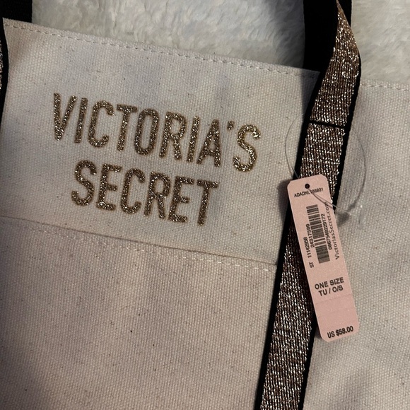 Victoria's Secret Canvas Tote Bag Set - Beige and Pink - Picture 11 of 15